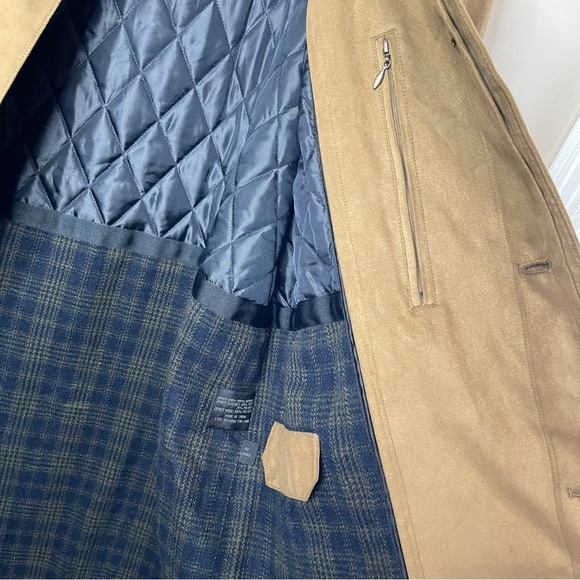 VTG BILL BLASS Men’s Faux Belted Suede Trench Coat Zip-In Quilted Lining, 42L - Picture 7 of 16